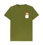 Moss Green Mens Santa Paws in my pocket Christmas T-shirt