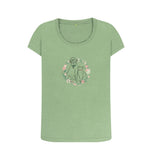 Sage Organic Ladies Scoop Neck Cat and Dog in Floral Wreath T-shirt
