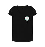 Black Organic Ladies Scoop Neck Geometric Elephant T-shirt