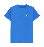 Bright Blue Organic Men's Dog in Green Circle T-shirt