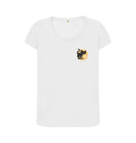 White Organic Ladies Scoop Neck Black Cat T-shirt