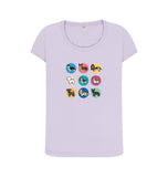 Violet Organic Ladies scoop neck Dogs T-shirt