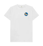 White Organic Men's Dog in Blue Circle T-shirt