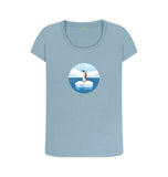 Stone Blue Organic Ladies Scoop Neck Penguin T-shirt