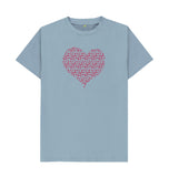 Stone Blue Organic Men's Animal Footprint Heart T-shirt