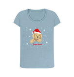 Stone Blue Ladies Santa Paws Christmas T-shirts