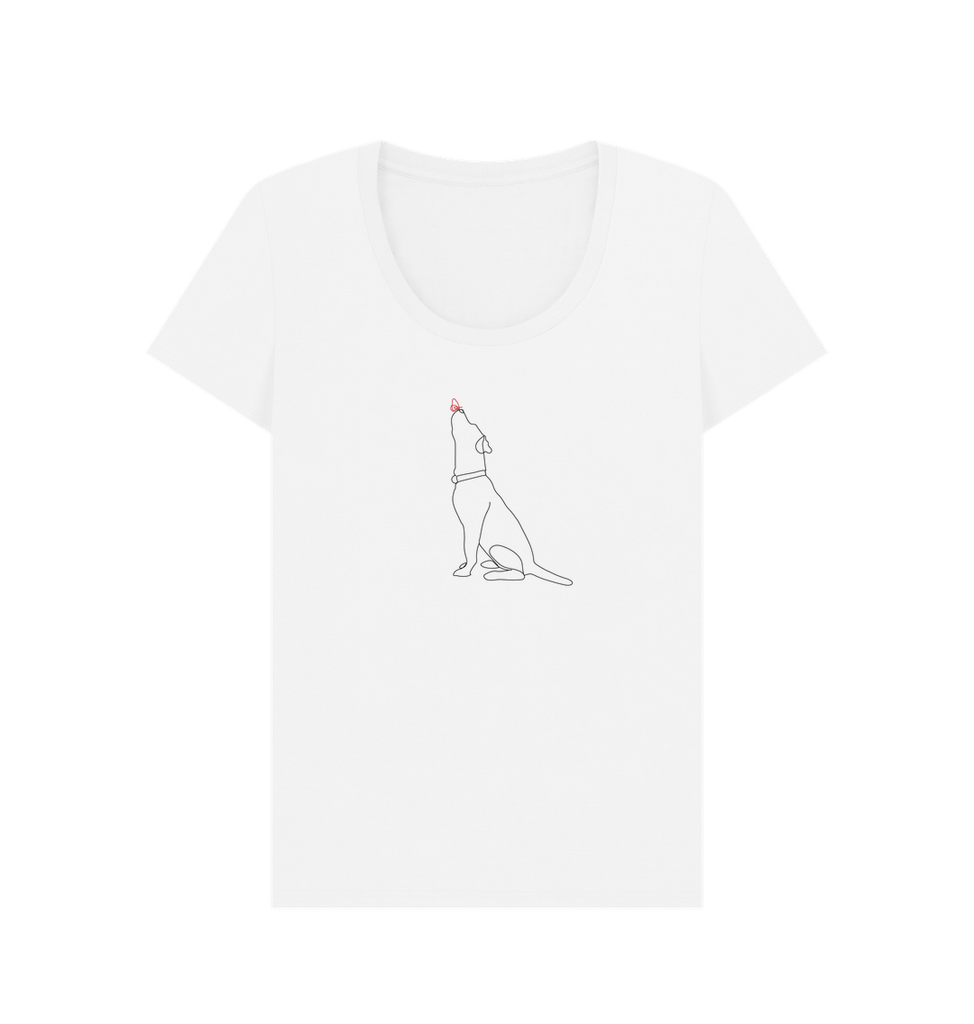 White Organic Ladies Scoop Dog and Butterfly T-shirt