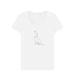 White Organic Ladies Scoop Dog and Butterfly T-shirt