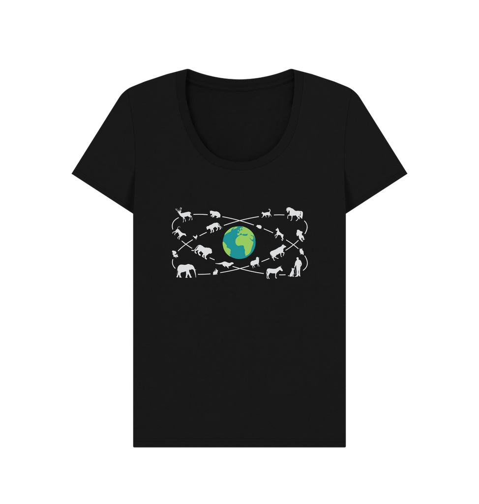 Black Organic Ladies Animals Around the World T-shirt