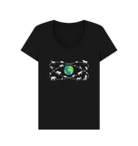 Black Organic Ladies Animals Around the World T-shirt