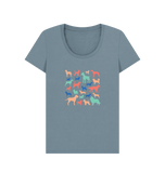 Stone Blue Printed T-shirt Front