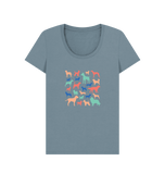 Stone Blue Organic Ladies Dogs T-shirt