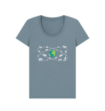 Stone Blue Printed T-shirt Front