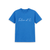 Bright Blue Printed Kids T-Shirt Front