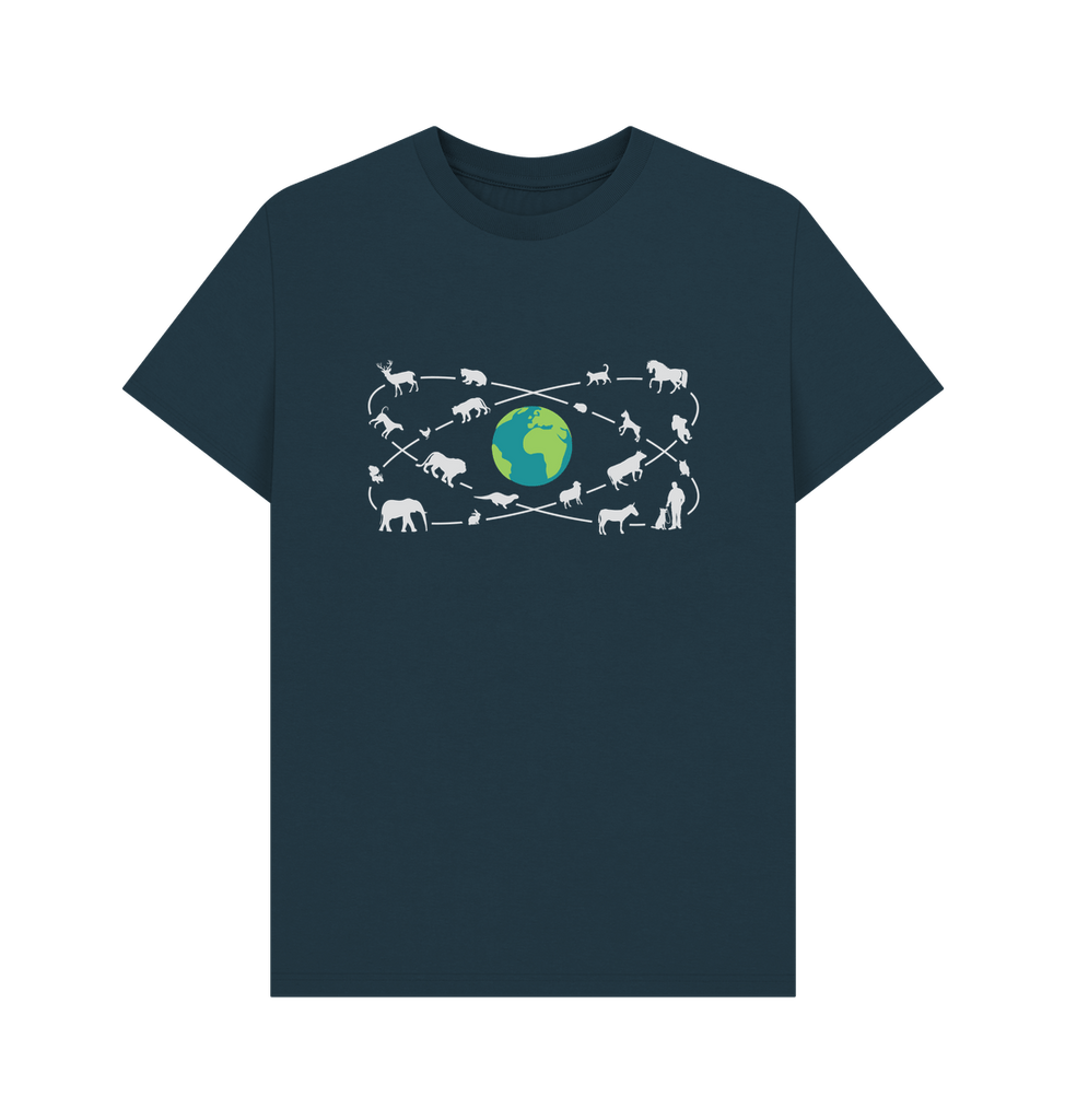 Denim Blue Organic Men's Animals Around the World T-shirt