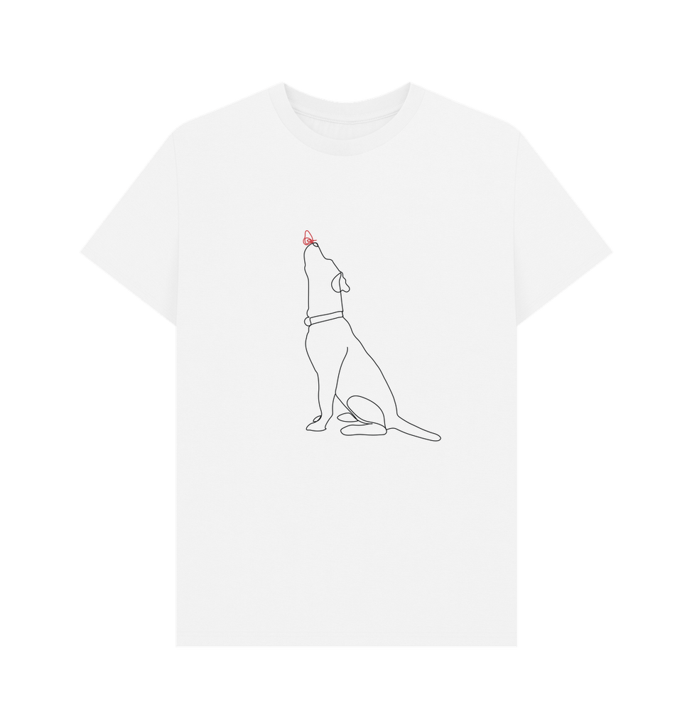 White Organic Men's Dog and Butterfly T-shirt