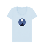 Sky Blue Organic Ladies Man and Dog under the moon T-shirt