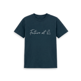 Denim Blue Printed Kids T-Shirt Front
