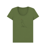 Khaki Organic Ladies Scoop Dog and Butterfly T-shirt