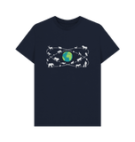 Navy Blue Organic Men's Animals Around the World T-shirt