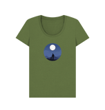 Khaki Organic Ladies Man and Dog Under the Moon T-shirt