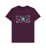Purple Organic Men's Animals Around the World T-shirt