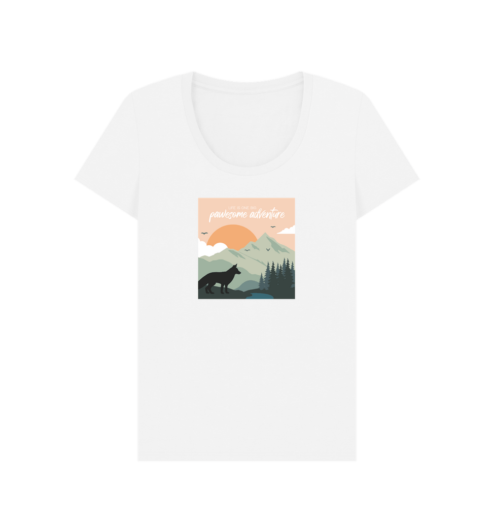 White Organic Ladies Pawsome Adventure T-shirt
