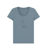 Stone Blue Organic Ladies Scoop Dog and Butterfly T-shirt