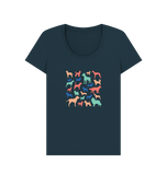 Denim Blue Organic Ladies Dogs T-shirt