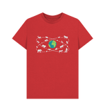 Red Organic Men's Animals Around the World T-shirt