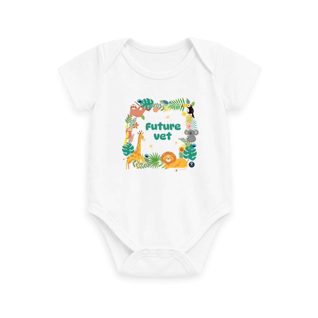 White Printed baby grow Front