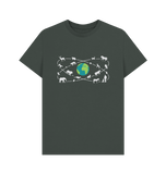 Dark Grey Organic Men's Animals Around the World T-shirt