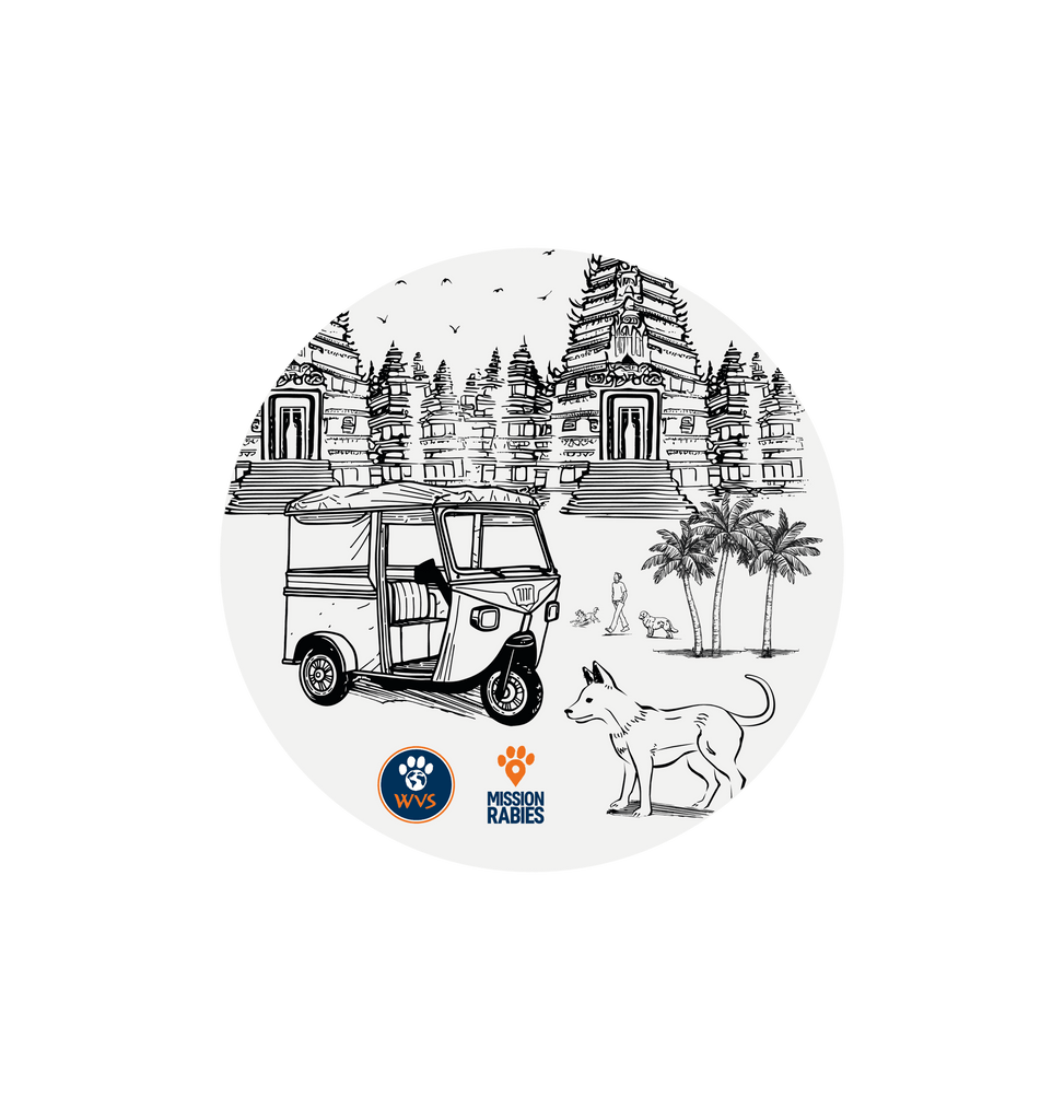 White Printed Circle Sticker Front