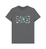 Slate Grey Organic Men's Animals Around the World T-shirt