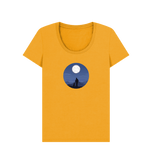 Mustard Organic Ladies Man and Dog Under the Moon T-shirt