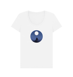 White Organic Ladies Man and Dog Under the Moon T-shirt