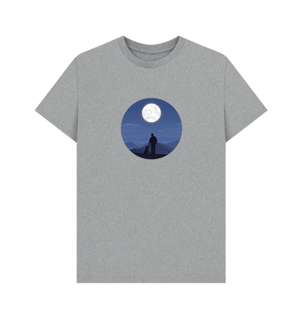 Athletic Grey Organic Men's Man and Dog Under the Moon T-shirt
