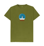 Moss Green Mens Penguin snow globe Christmas T-shirt