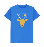 Bright Blue Mens Reindeer Christmas T-shirt