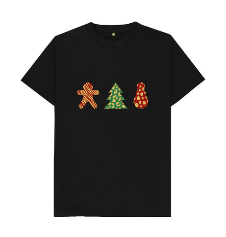 Black Mens Animal print Christmas T-shirt