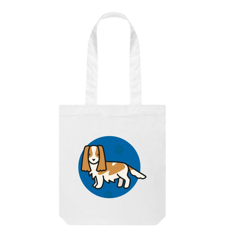 White Dog Tote Bag - Blue