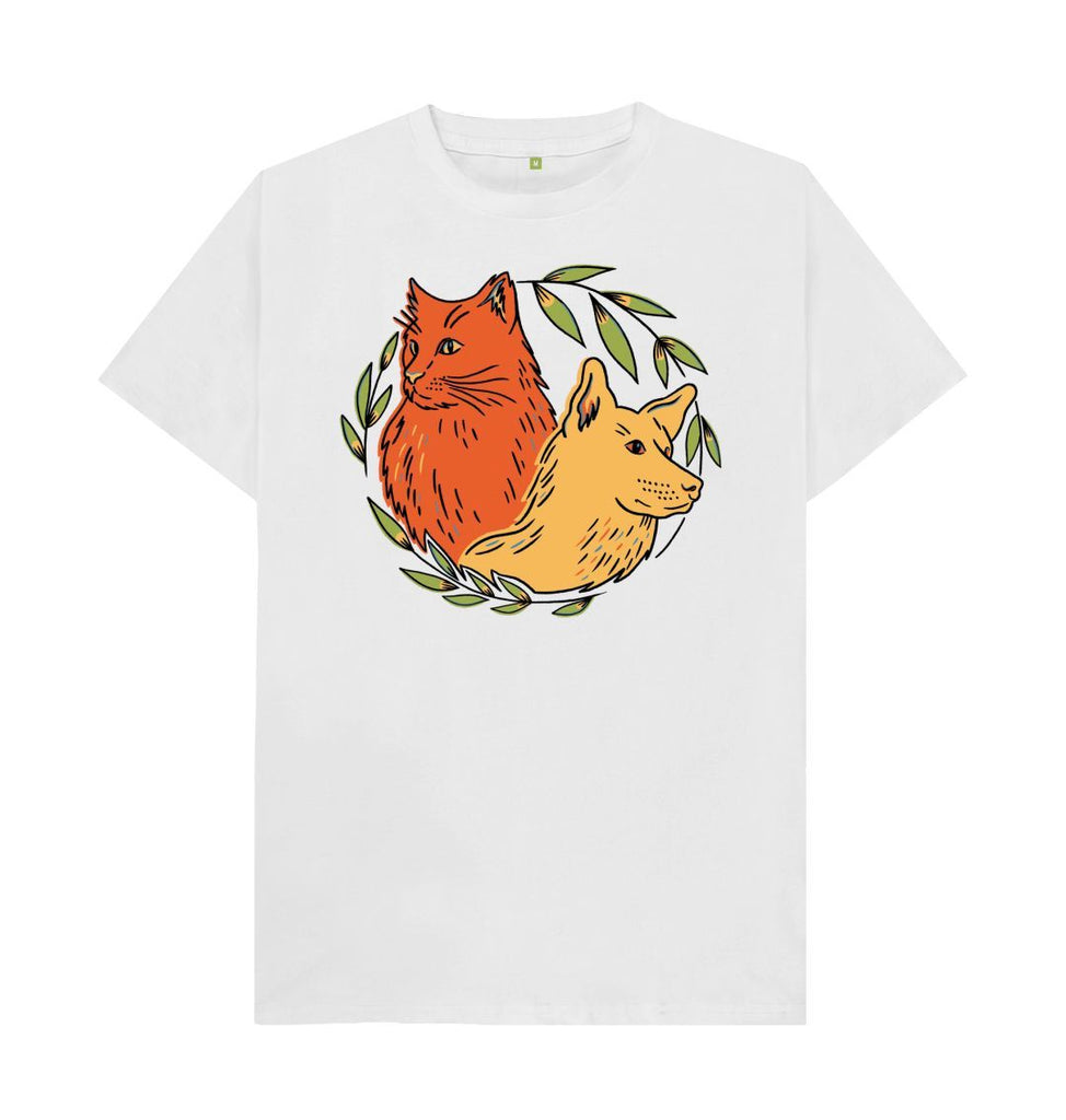 White Men's Dog and  Cat organic T-shirt