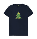Navy Blue Mens Animal print Christmas tree T-shirt