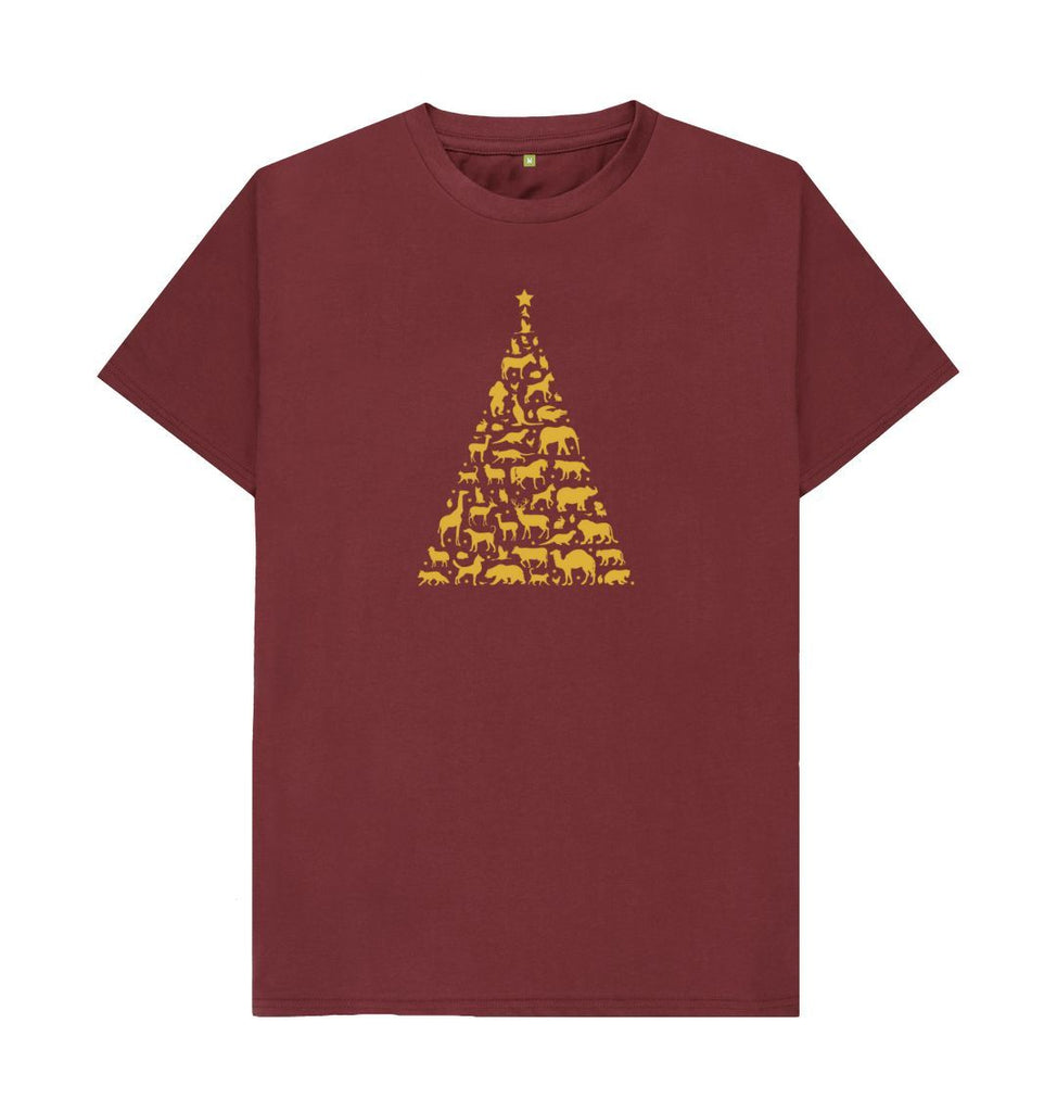 Red Wine Mens Animal Tree Christmas T-shirt