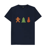 Navy Blue Mens Animal print Christmas T-shirt