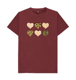 Red Wine Organic Men's Animal Print Pink, Gold and Black Hearts T-shirt