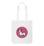 White Dog Tote Bag - Pink