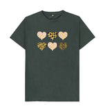 Dark Grey Organic Men's Animal Print Pink, Gold and Black Hearts T-shirt