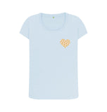 Sky Blue Organic Ladies Scoop Neck Animal Print Heart T-shirt