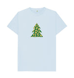 Sky Blue Mens Animal print Christmas tree T-shirt